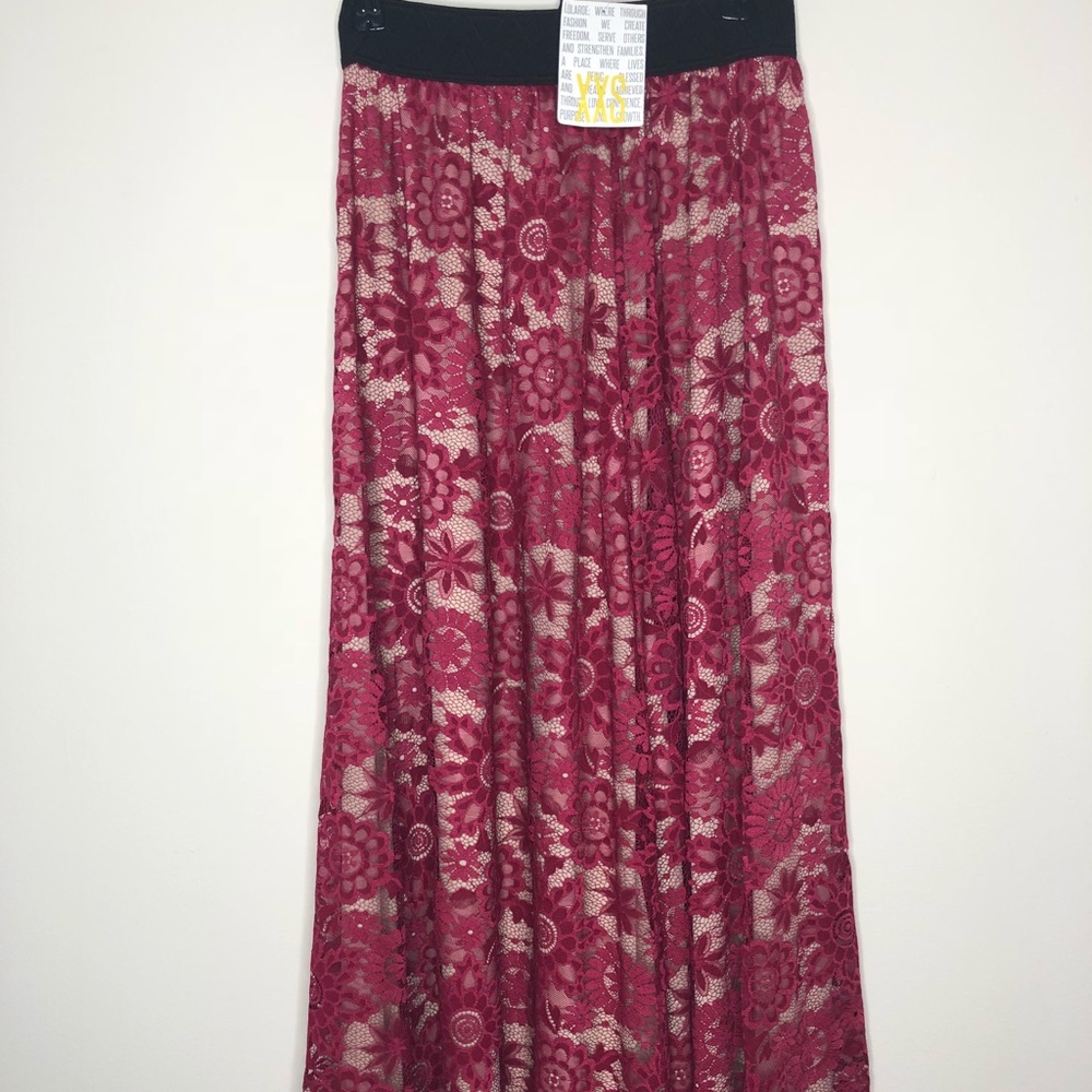 XXS cream and lace LuLaRoe Lucy Skirt